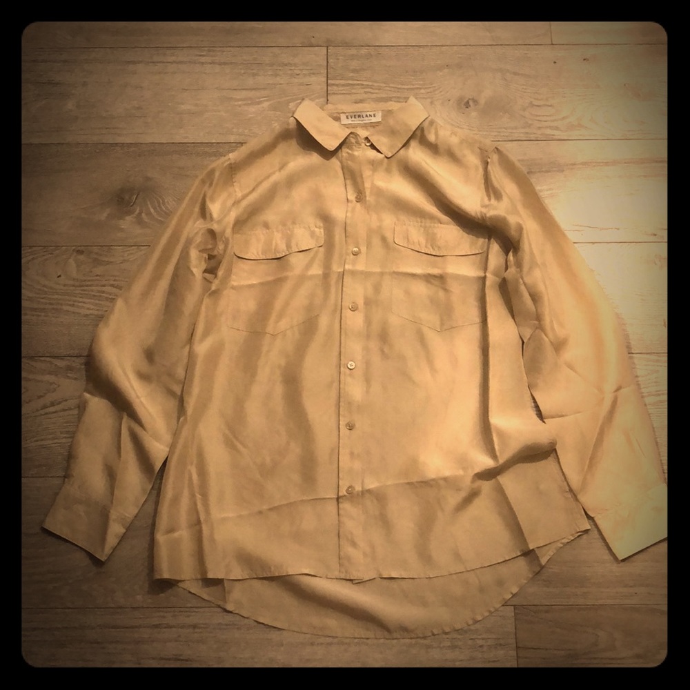 Everlane small cream silk blouse